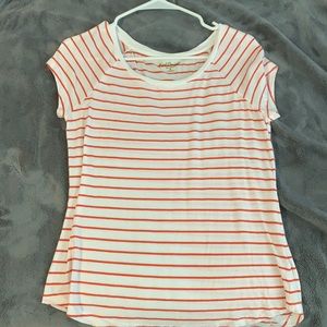 Orange and white stripped tee shirt